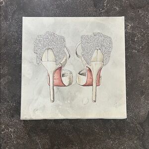 Elegant Silver and Pink Women's Heels Canvas Art